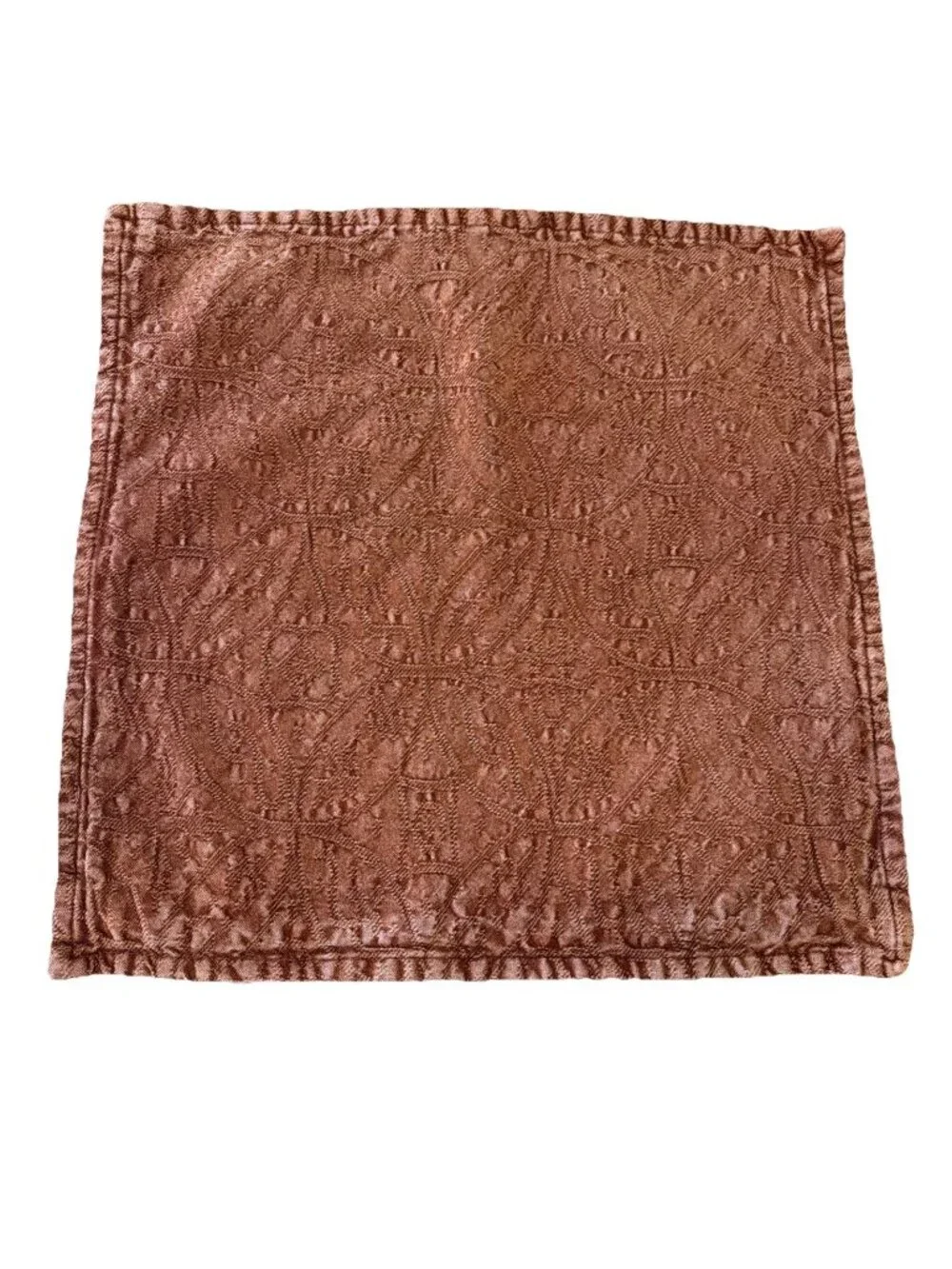 Pottery Barn Burnt Orange Rust Pillow Cover Jacquard Embossed Overlay 20x20”